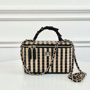 CHANEL RAFFIA VANITY WITH CHAIN